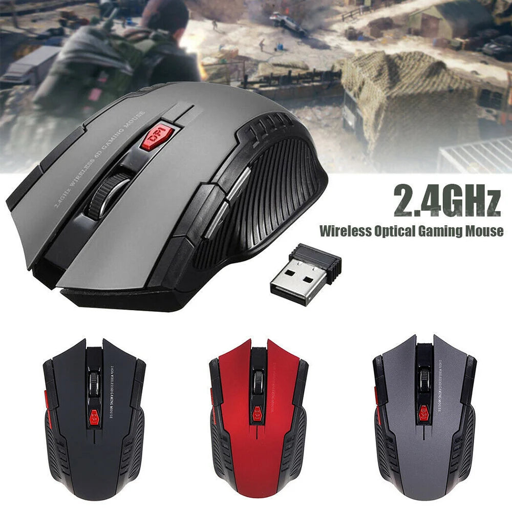 2.4GHz Wireless Gaming Mouse with USB Receiver - 6D Optical Design for Laptop and PC Gamers
