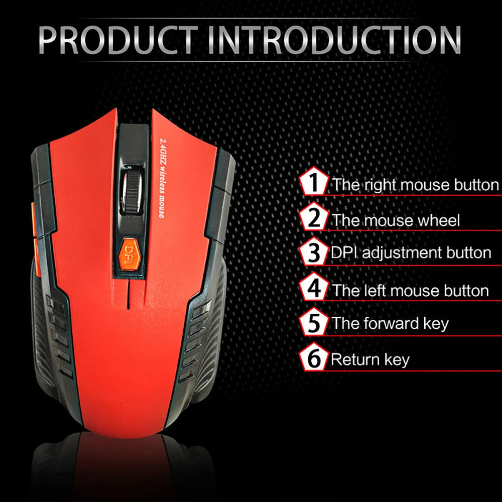2.4GHz Wireless Gaming Mouse with USB Receiver - 6D Optical Design for Laptop and PC Gamers