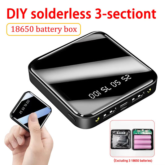 DIY 3*18650 Power Bank Case Battery Charge Storage Box Shell Micro USB Type C with Flashlight for Charging Mobile Phones