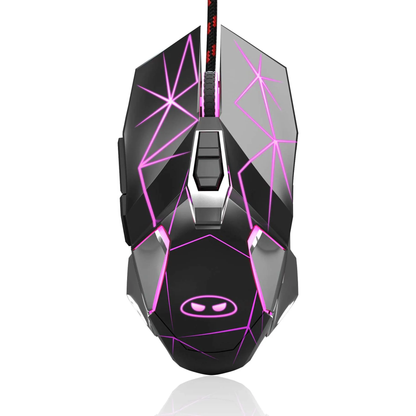 G10 Gaming Mouse Wired, 7 Colors Breathing LED Backlit Gaming Mouse, 6 Adjustable Speeds, Ergonomic Optical Computer Mouse with 7 Buttons for Windows PC Gamers