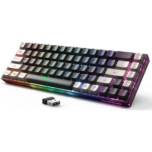 GEODMAER Rechargeable 2.4G Wireless Gaming Keyboard with Backlit 68 Keys - English/Spanish Layout for PC